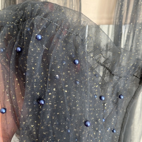 Anthropologie Elizabeth Gillett Embellished Beaded Mesh Tulle Duster One Size - Picture 9 of 13